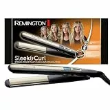 Remington Glätteisen Sleek & Curl (abgerundetes Design -ideal zum Glätten & Stylen von Locken und Wellen, hochwertige Ultra-Turmalin-Keramikbeschichtung) LCD-Display, 150-230°C, Haarglätter S6500