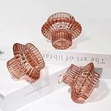 HofferRuffer Kerzenständer Glas 3er Set,Kerzenhalter,Kerzenleuchter für Stabkerzen und Teelichter,Rötlich-braun
