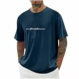 KOG T-Shirts für Herren Sommer T Shirt Kurzarm Kleidung Grafik Freizeit Baumwolle Tshirt Männer Sweatshirt Loose Fit Tee Jungen Streetwear Marine S