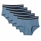 Amazon Essentials Herren Unterhosen aus Baumwolle, Atmungsaktiv, Ohne Etikett, Mehrfachpacks, 5er Pack, Deep Blue/Navy/Light Grey Heather, M