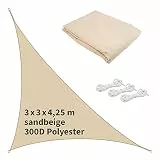 TTL GARDEN 3x3x4,25m Sonnensegel Dreieck rechtwinklig Sand-beige 160g/m²