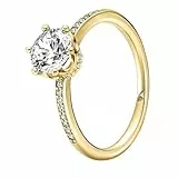 PANDORA SHINE Ring 'funkelnde Krone' gelbvergoldet, Zirkonia 168289C01 56