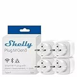 Shelly Plug M Gen3 Weiß - WLAN & Matter Smarte Steckdose, Leistungsmessung, 13A, 3000W, Zeitschaltuhr, Stecker, Smart Home Stecker, Alexa & Google, Apple HomeKit, Kein Hub Erforderlich (4 Stück)