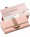PAULO SERINI® Geldbörse Damen - Portemonnaie Damen 100% veganes Leder - Geldbeutel für Frauen groß mit 9 Kartenfächern Frauen - Women Wallet Blush Pink - rosa