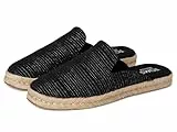 Toms Damen Santiago Mule Hausschuh, Schwarz-metallische Leinenstreifen, 37.5 EU