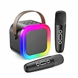 Fede Karaoke Maschine für Kinder Erwachsene, Mini Karaoke Maschine mit 2 Mikrofonen, Tragbarer Bluetooth-Lautsprecher mit Stimmeffekten & LED-Lichtern, Geschenke Spielzeug für Mädchen und Jungen