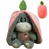 KUWUNG Atmendes Kuscheltier Esel, Herzschlag Plüsch Esel mit Atmung, Musik und Lichtern, Weiches Erdbeer Avocado Plüschtier Puppe, Kuscheltier Atmet Esel zum Linderung Angstzuständen 32 cm