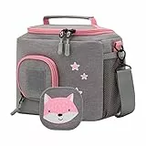 JP Journey Tasche für Toniebox - BoxBag für 10 Figuren und Box auf Reisen und im Auto, Klett (Grau-Rosa Fuchs)