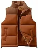 AIEOE Herren Steppweste Wattierte Weste Für Herbst und Winter mit Hohem Kragen Winddichte Übergangsweste Braun Herstellergröße 5XL/ EU Größe 3XL