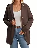GRACE KARIN Damen Langarm Strickjacke Herbst Elegant mit Kapuze Open Front Pullover XL Braun