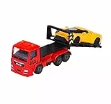 Majorette – Trailer Edition - Spielzeug-Abschleppwagen mit Modellauto für Kinder ab 3 Jahren, mit Freilauf und beweglichen Teilen, Gelb