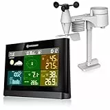 Bresser Wetterstation Funk mit Außensensor Wetter Center mit 5-in-1 Außensensor (Temperatur, Luftdruck, Luftfeuchtigkeit, Windmesser, Regenmesser), Schwarz, 20.2x13.8x3.8 cm