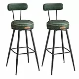 VASAGLE EKHO Kollektion - 360° drehbarer Barhocker, 2er Set, Hocker mit Rückenlehne für Bartisch, Kunstleder mit Nähten, Mid-Century-Modern-Stil, 76 cm hoch, Küche, Hausbar, waldgrün LBC889C01