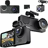 Autokamera mit 4K Auflösung, Dashcam Auto, 1080P Dashcam Auto Vorne Hinten und Innen mit 32GB SD-Karte, Autokamera mit Parküberwachung, Infrarot Nachtsicht, G-Sensor, Loop-Aufnahm (Standardversion)