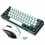 Snpurdiri 60% Prozent Tastatur Maus Set Kabellos, Wireless Gaming Combo, Enthalten 2.4G Small Mini 60% Merchanical Feel Tastatur, Ergonomisches Design Vertical Feel Maus (Blackwhite)