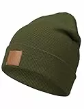 Occulto Leatherpatch Winter Mütze Beanie Khaki