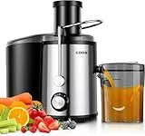 GDOR 800W Entsafter Gemüse und Obst Entsafter aus Edelstahl 76mm Großem Mund Juicer Machine 3 Geschwindigkeitsstufen Juicer Schnelles Entsaften Zentrifugaler Leicht zu Reinigen mit Bürste BPA-frei