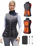 Vofuoti Beheizbare Weste Damen mit Akku, Leichtgewicht Heizweste mit 6 Heizbereich, Mode Schlanke Passform Beheizbare Jacke Damen