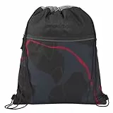 coocazoo Turnbeutel „Lava Lines”, schwarz, mit Reißverschlussfach und Kordelzug, reflektierende Elemente, Schlaufen zur Befestigung am Schulrucksack, 10 Liter, ab der 3. Klasse