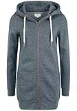 OXMO OXVicky Straight Sweat Zip-Hoodie Damen Sweatjacke Kapuzenjacke Hoodie mit Kapuze Kordel Eingrifftaschen Regular fit, Größe:M, Farbe:INS BL Mel (7989915)