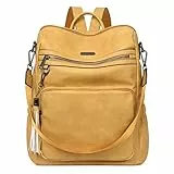 CLUCI Rucksack für Damen, modische, große Leder-Designer-Reise-Schultertasche mit Quaste, Gelb (Zweifarbig Gelb), Large