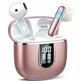 Bluetooth Kopfhörer 5.4, Kopfhörer Kabellos Bluetooth In Ear mit 6 ENC Noise Cancelling Mics, 40Std Stereo Ohrhörer mit LED USB-C, IP7 Wasserdicht Wireless Earbuds für für Fitness Workout, Roségold