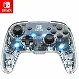 Afterglow LED drahtlos Deluxe Gaming Controller - Lizenziert durch Nintendo für Switch and OLED - RGB Hue Color Lights - See through Gamepad Controller - Paddle Buttons