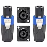 Greluma 2er Pack Speakon Anschlusssatz, 4 poliger Lautsprecherstecker mit Drehverschluss und Einbaubuchsen für Chassis, kompatibel mit den Serien NL4FC, NL4FX, NL4MPR und NL2