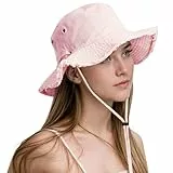 lifwimner Bucket Sonnenhüte für Damen, UV-Schutz, faltbar, verstaubar, Sonnenhüte mit ausgefranstem Rand, Baumwolle, Fischerhüte für Sommer, Strand, Garten, Angeln, Safari, rose, M