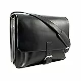 Shalimar Ranch Shalimar Midi Posttasche Messenger Bag aus Leder, schwarz, Einheitsgröße