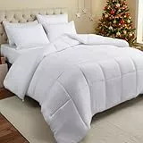 Utopia Bedding Bettdecke 135 x 200 cm, Ganzjahresbettdecke 280 GSM Füllung, Mikrofaser Steppdecke (weiß)