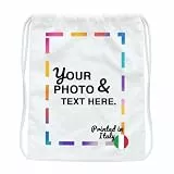 JOPHY & CO. 8701 Rucksack mit personalisierbarem Verschluss, Rucksack mit Namen, 100 % Baumwolle, ideal für Sport, Fitnessstudio, Freizeit, Erwachsene, Kinder, Schule und Reisen, 44 x 37 cm, Weiß, One