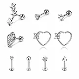 Sunligoo 10 Stück Ohrstecker Ohrringe Ohrpiercing Chirurgenstahl Stud Knorpel Tragus Helix Ohr Piercingschmuck Gold Silber 16G