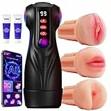 Tauara Masturbator Sex Spielzeug für die Männer, Masturbieren für Männer mit 3 Liner Abnehmbare, APP Masturbatoren mit 9 Vibration und 9 Saugen Taschenmuschi Sexspielzeug Maschinen & Geräte