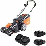 Yard Force - Leistungsstarker Akku Rasenmäher 20V | 2x2,5Ah Lithium-Ionen-Akku | 34cm Schnittbreite | Schnellladetechnologie | 25-75mm Schnitthöhenverstellung | 35L Hybridfangsack