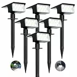 kolpop [6 Stück/ 77 LEDs Solar Gartenleuchten für Außen, 6000K Kaltweiß Baumbeleuchtung, IP65 Wasserdicht, 3 Modi, 800LM Solar Strahler, Dusk to Dawn Solarlampen für Hof Weg Outdoor Pflanzen