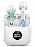 Bluetooth Kopfhörer, In Ear Kopfhörer Bluetooth 5.3 Kopfhörer Kabellos mit HD Mikrofon, HiFi Stereo Sound Ohrhörer 40 Std Spielzeit Kopfhörer mit USB-C Ladebox, LED Anzeige, IP7 Wasserdicht, Weiß