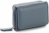 Geldbörse Damen Klein Leder Kleines Portemonnaie Damen Mini Geldbeutel mit Zipper Münzfach Kartenfächer, Denim Blau