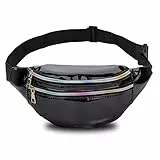 TBoonor Bauchtasche Mode Wasserdicht Gürteltasche Fächer mit Reißverschluss Reflektierender Verstellbarer Gurt Hüfttasche für Damen und Herren Party Festival Sport Outdoor Travel Schwarz