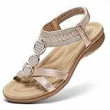 Littleplum Damen Sandalen Arch Support Sandale Riemen Design Stilvolle Sommer Sandalen,Champagnefarbe,38 EU