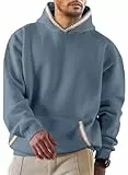 JMIERR Herren Hoodie mit Taschen Baumwolle Sweatshirts 2025 Langarm Nationale Windstreifen Kapuzenpullovers Blau L