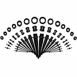 Huacan Dehnstäbe Set 1-10mm Tunnel Sets Dehnset Acryl Dehnstab Dehnungstäbe Silikon Tunnels 3mm 4mm 5mm 6mm 8mm 10mm 12mm Plugs 50 Stück Schwarz Blau Türkis Weiß Klar Expander Frauen Damen Herren