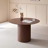 GrandCA HOME Runder Esstisch, moderner Küchentisch 120cm, Esszimmertisch mit rundem Holzsockel, große MDF-Arbeitsfläche für 4-6 Personen, Dunkelbraun