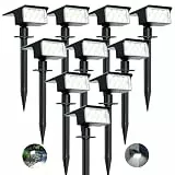 kolpop [10 Stück/ 77 LEDs Gartenleuchten für Außen Garten, 6000K Kaltweiß Solar Strahler, IP65 Wasserdicht, 3 Modi, 800LM Solarleuchten, Dusk to Dawn Solarlampen für Hof Bäume Weg Outdoor Pflanzen