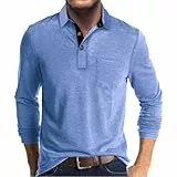 Zetieny Herren Poloshirt Langarm Outdoor Casual Polo Tops Männer Basic Polohemd Golf T-Shirts