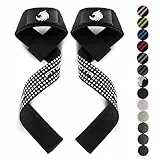 Fitgriff® Zughilfen (gepolstert) für Krafttraining, Bodybuilding, Fitness - Kreuzheben Gurte - Lifting Straps - für Frauen und Männer (Silicone Grip)