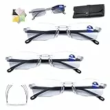 Adaptive Flüssigkristall Fokus Brille, Intelligente Dual-Fokus-Brille, selbstanpassende, farbwechselnde Anti-Blaulicht-Presbyopie-Brilles, Sport-Multifokal-Lesebrille für Damen und Herren (3pc)