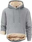 Tansozer Herren Warme Kapuzenpullover Fleece Sweatshirts Hoodies Gefütterte Winterpullover Fleecepullover (Hellgrau, L)