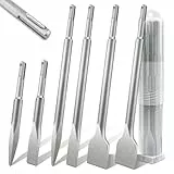 SDS Plus Meißel Set, Lytool 6 tlg. Fliesemeißel (2x Flachmeißel, 2x Breitmeißel, 2x Spitzmeißel) Spatmeißel Bohrhammer Meißel Set für Beton, Mauerwerk, Fliesen, Fliesenkleber, Naturstein