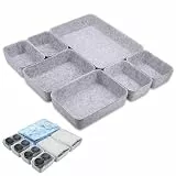 Hejo 7er Set Schubladen Organizer Filz, Schubladen Ordnungssystem, Verdicker Schubladeneinsatz, Filz Aufbewahrungsbox, Flexible Filzbox für Schlafzimmer Büro Wickelkommode (Hellgrau)
